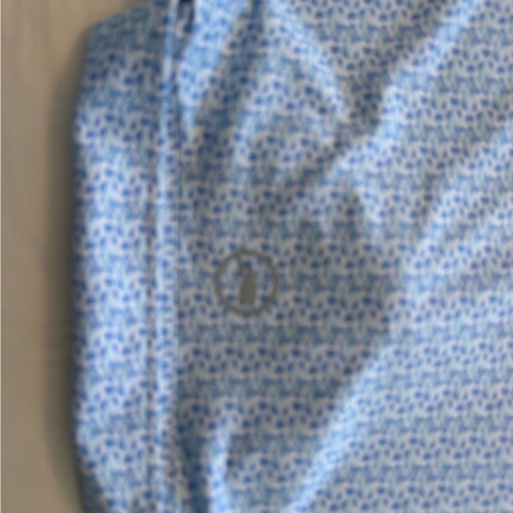 NWOT Vineyard Vines Light Blue Fish Pattern Microprint Palmero OTG Polo XXL - Picture 3 of 7